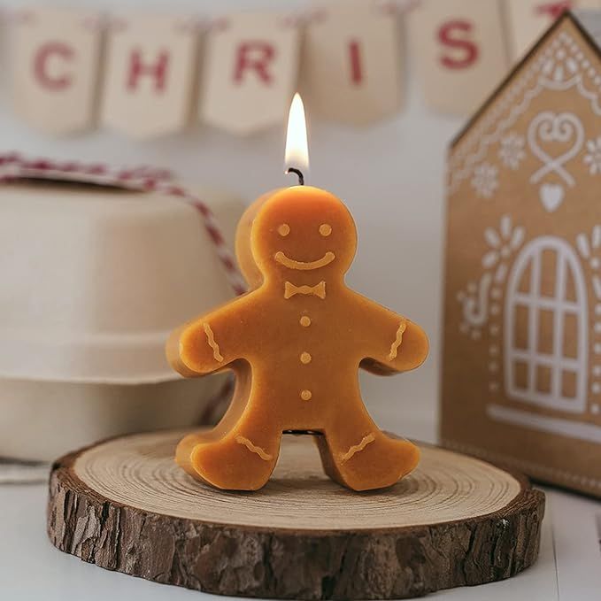 Gingerbread Man Shaped Scented Candle,65G Handmade Aroma Soy Wax Christmas Decorative Candle,Aest... | Amazon (US)