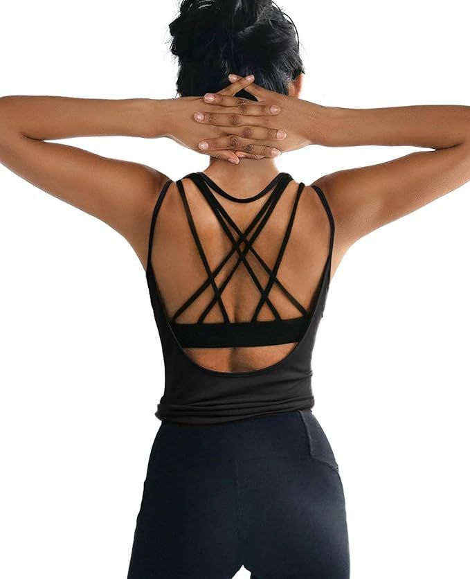 OYANUS Womens Summer Workout Tops Sexy Backless Yoga Shirts Loose Open Back Running Sports Tank T... | Amazon (US)