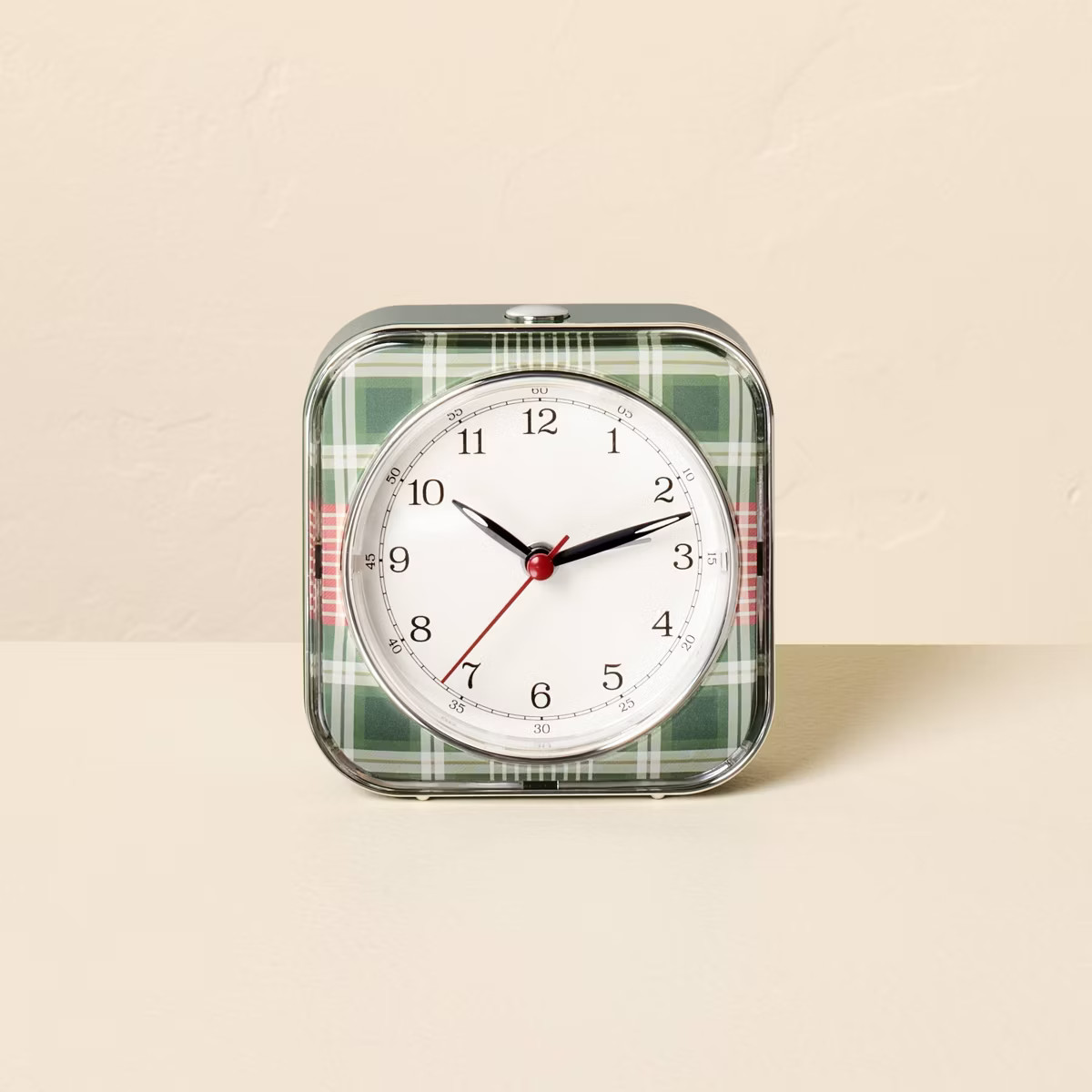 4" Plaid Square Tabletop Analog Clock Green - Hearth & Hand™ with Magnolia | Target