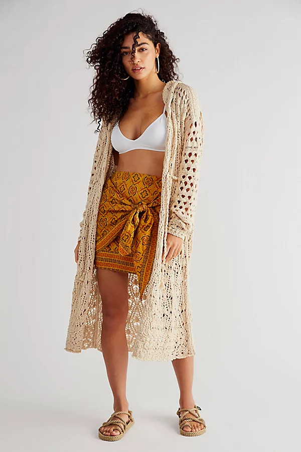 Sweet Talker Crochet Cardi by Free People, Summer Khaki, S | Free People (Global - UK&FR Excluded)