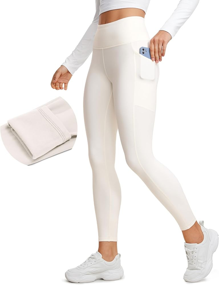 CRZ YOGA Thermal Fleece Lined Leggings Women 25'' - High Waisted Winter Workout Hiking Pants with Pockets Warm Running Tights | Amazon (US)