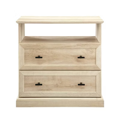 Gladys Transitional 2 Drawer Nightstand White Oak - Saracina Home: Bedroom Storage Side Table | Target
