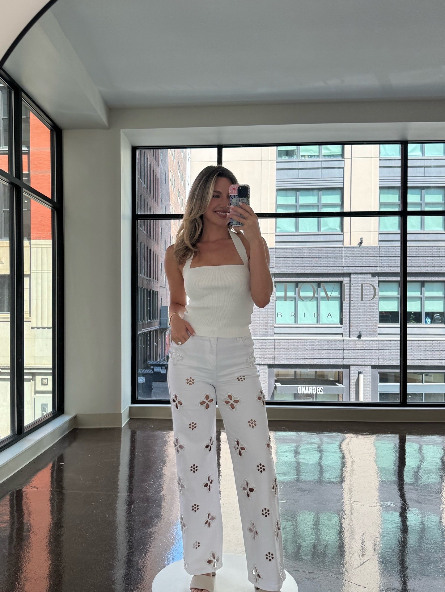 my brides need this outfit!!! 🤍 the jeans have a matching jacket and they’re on sale now!! the halter is alice + olivia celly tank, but I linked similar!! 

#LTKU #LTKWedding #LTKSaleAlert