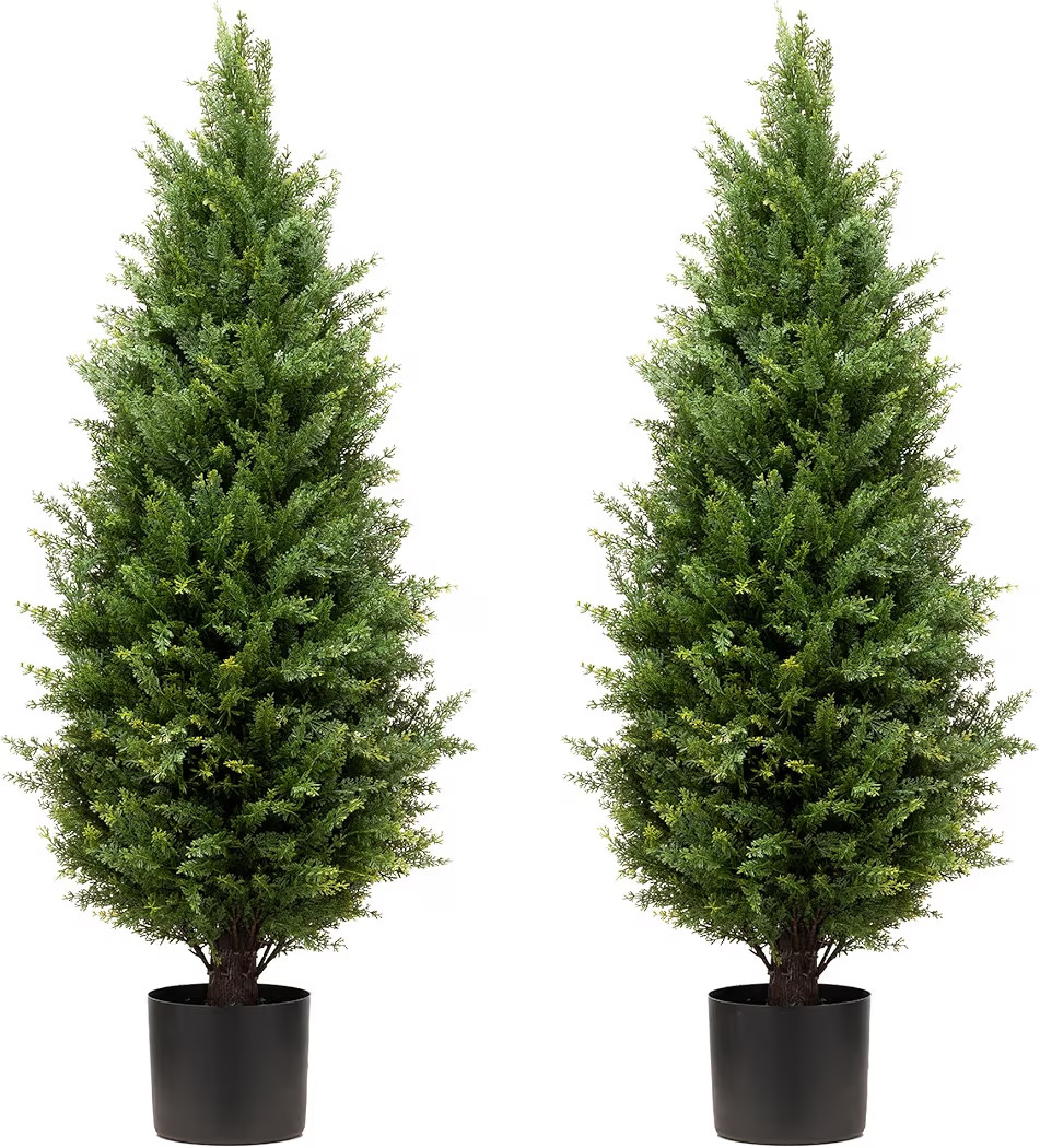 3ft Artificial Topiary Trees Artificial Cedar Trees UV Resistant Bushes Potted Set of 2 Faux Shru... | Amazon (US)