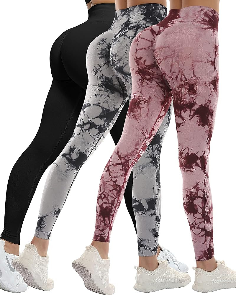 CHRLEISURE 3 Piece Workout Leggings Sets for Women, Gym Scrunch Butt Butt Lifting Seamless Leggin... | Amazon (US)