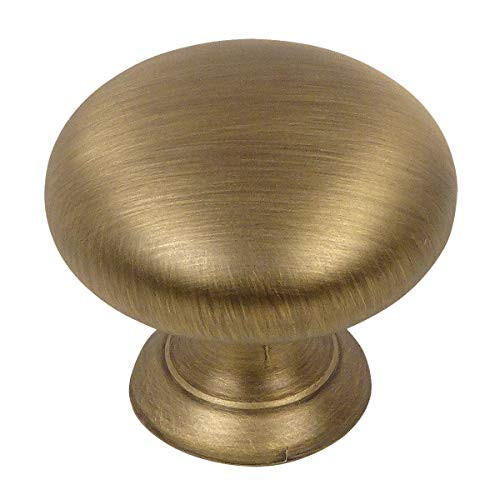 Cosmas 10 Pack 4950BAB Brushed Antique Brass Cabinet Hardware Round Mushroom Knob - 1-1/4" Diameter | Amazon (US)