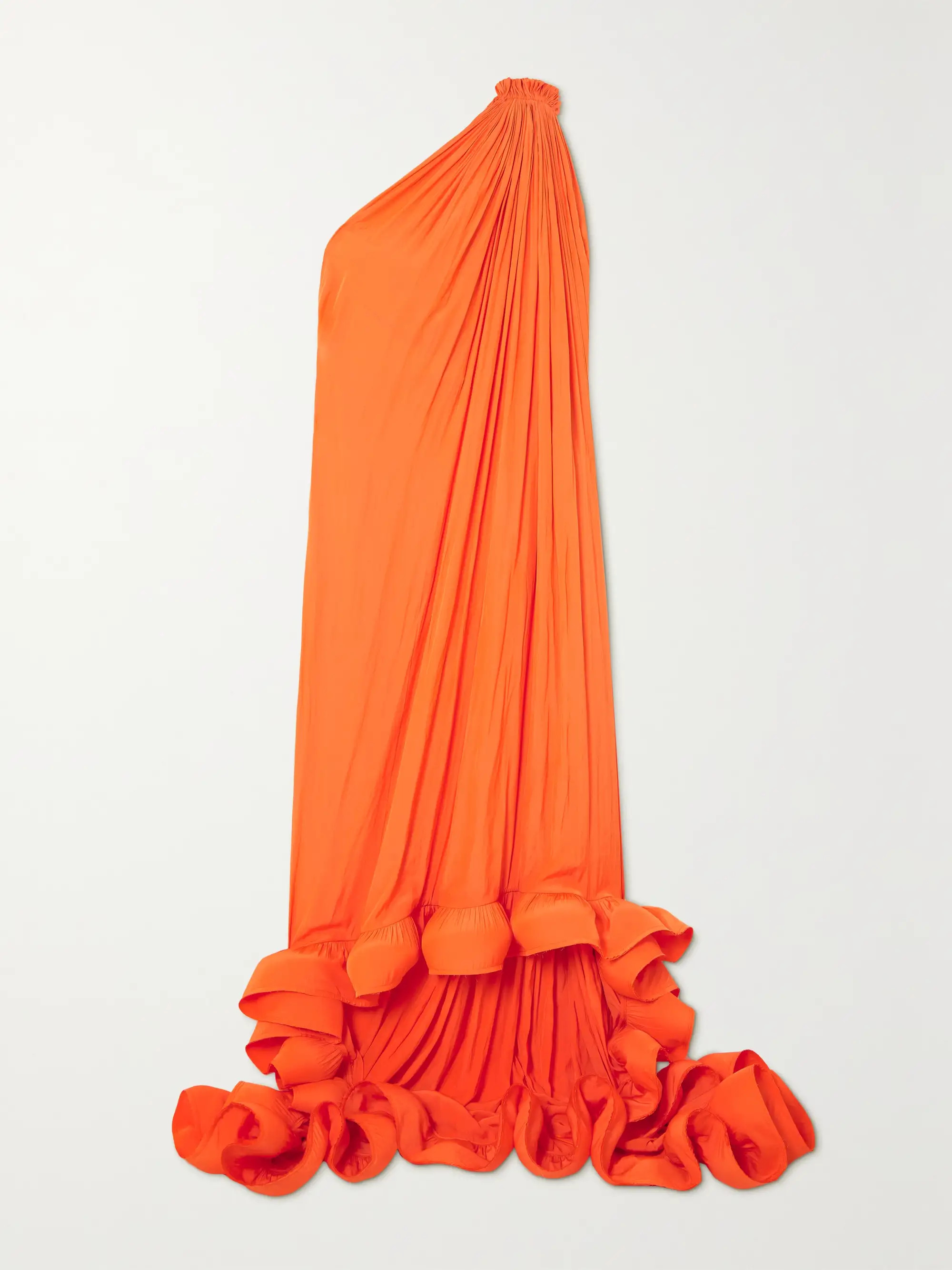 One-shoulder ruffled charmeuse gown | NET-A-PORTER (US)