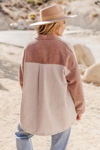Highlight The Good Blush Colorblock Corduroy Shacket | Pink Lily