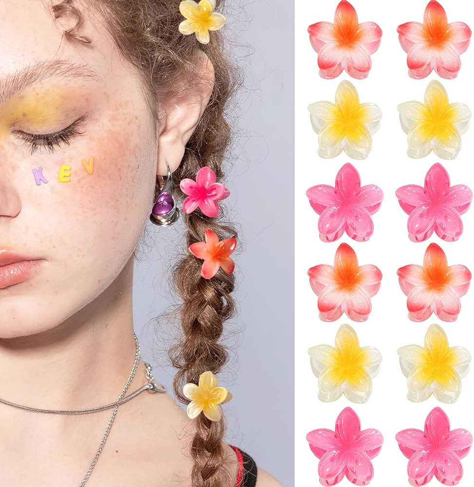 GQLV Small Flower Hair Claw Clips,12PCS 1.18" Cute Hair Clips for Women/Girls,Mini Hair Claw Clip... | Amazon (US)