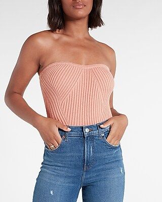 Strapless Ribbed Tube Top Sweater | Express