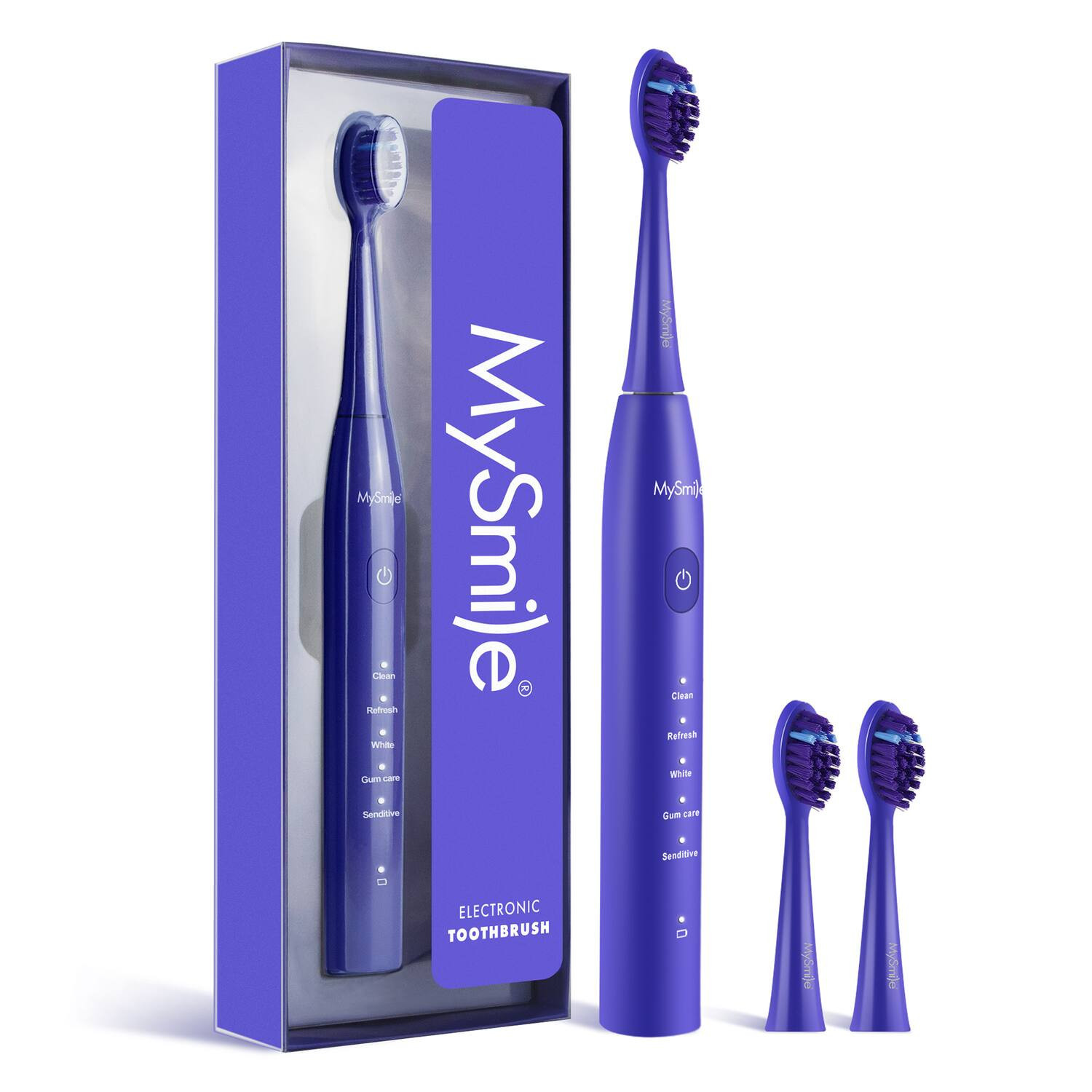 MySmile - DY156 Electric Toothbrush with 3 Brush Heads - 2 Minute Timer - 5 Modes - Blue | Best Buy U.S.