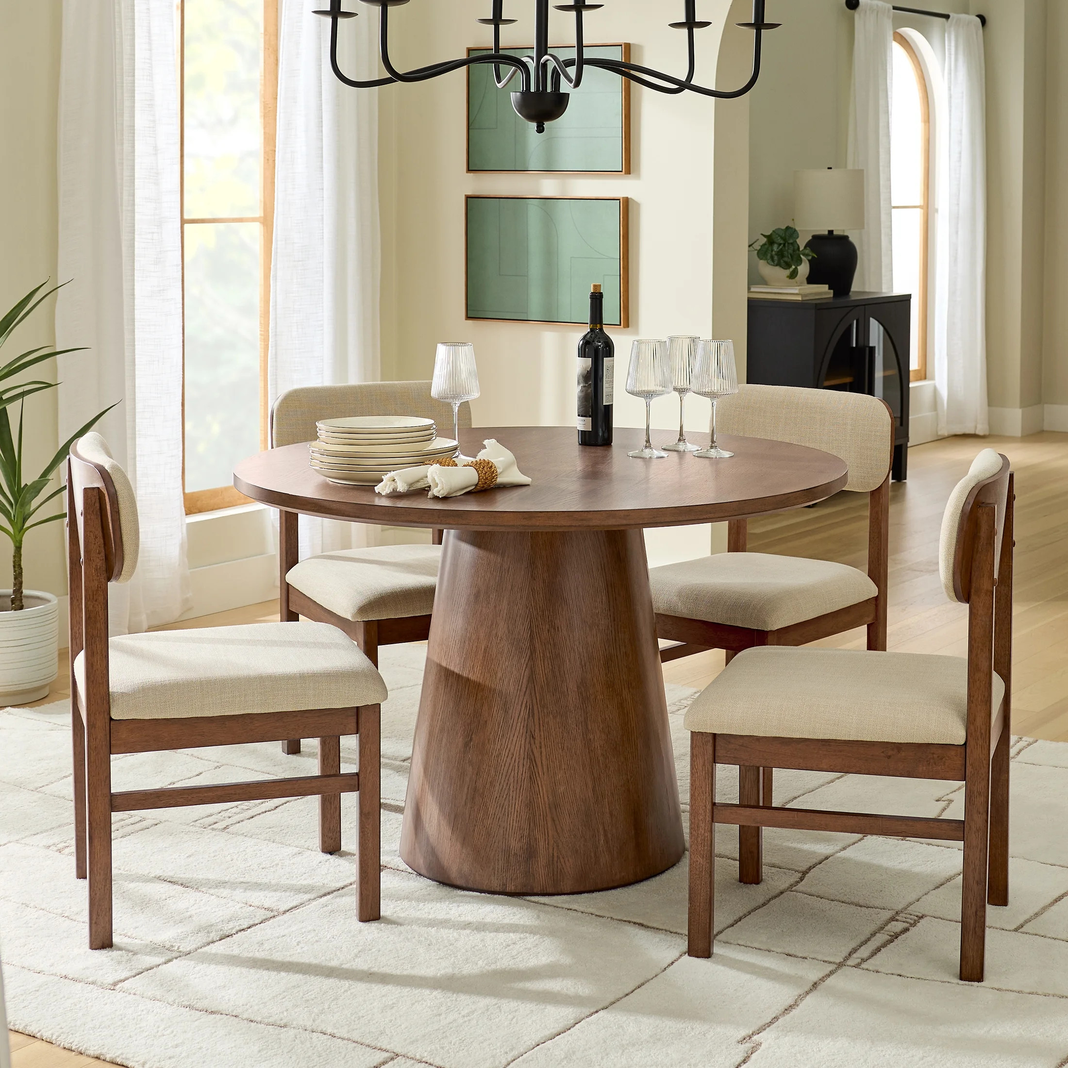 Better Homes & Gardens Sillas de Comedor Juliet, Nogal y Crema, Juego de 2 | Walmart (US)