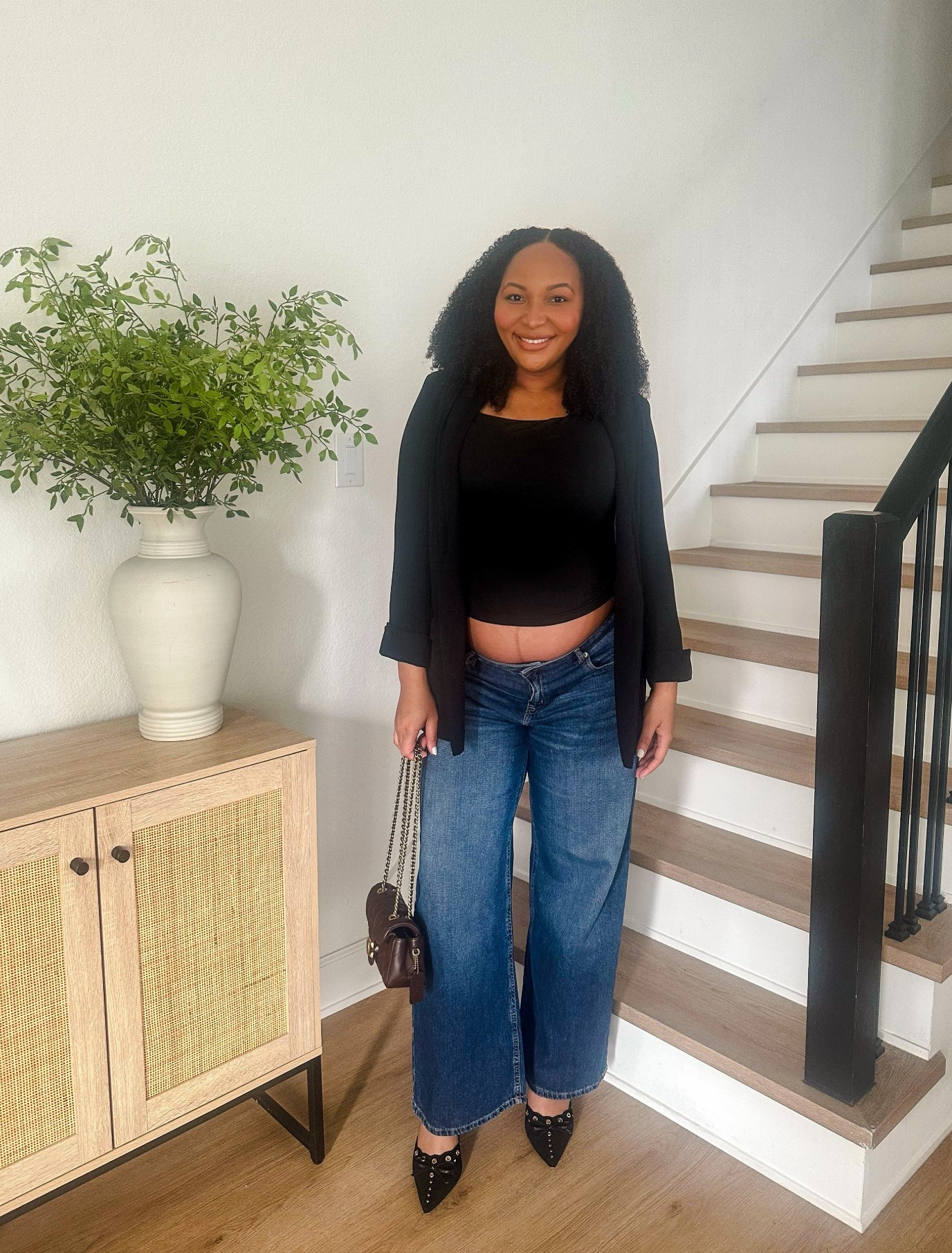Bump friendly non-maternity outfit inspo! 🖤

I’ve tried on probably 15+ jeans trying to find one that fits with the bump, and finally these work!!

I usually wear a size 8/10 in normal length but I got these in size 12 short (so that I can wear them low rise).

Top: M (from pre-pregnancy but I would size up 1 size if I was now buying it).

maternity jeans, pregnancy outfit inspo, chic maternity clothes 

#LTKootd #LTKMidsize #LTKBump