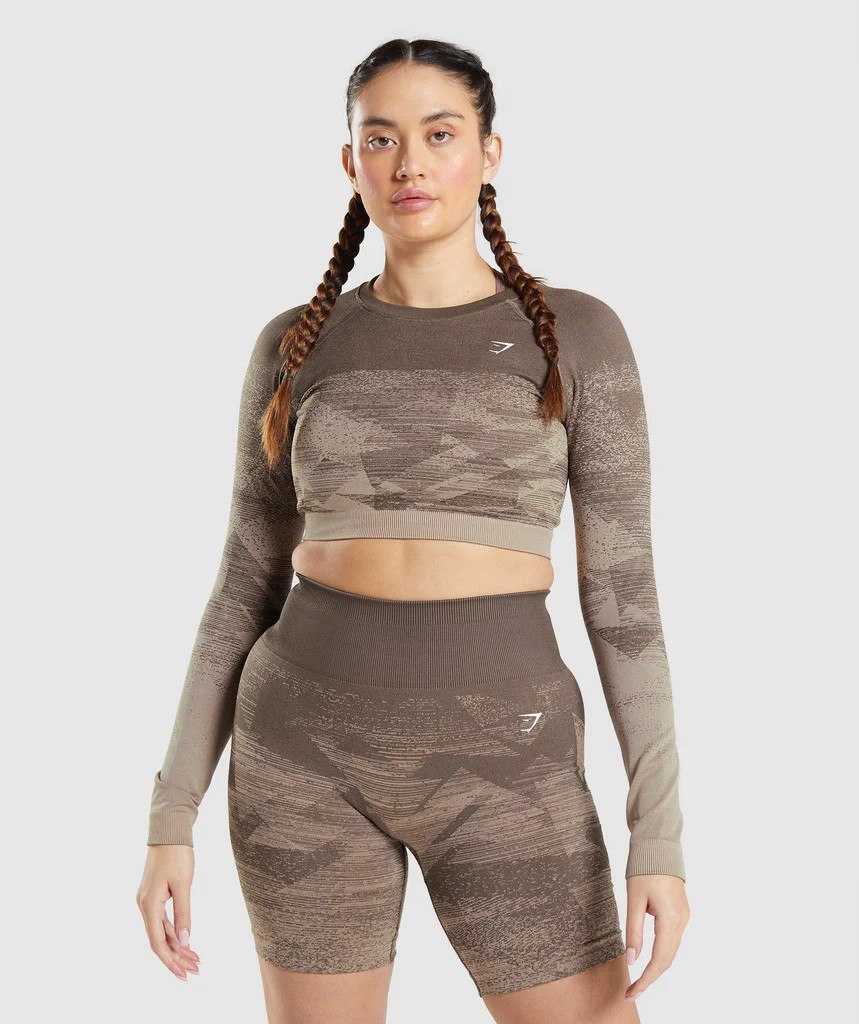 Gymshark Adapt Ombre Crop Top - Triangle | Penny Brown Print | Gymshark (Global)