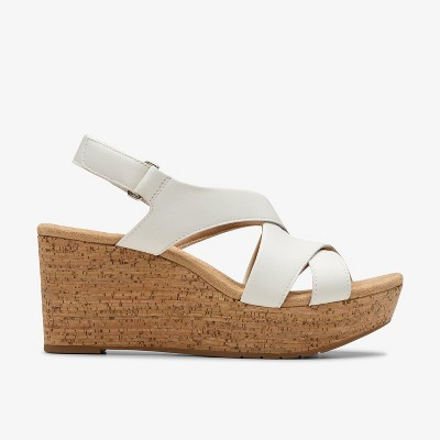 Clarks Womens Rose Style White Leather Sandals 11 Wide | Target
