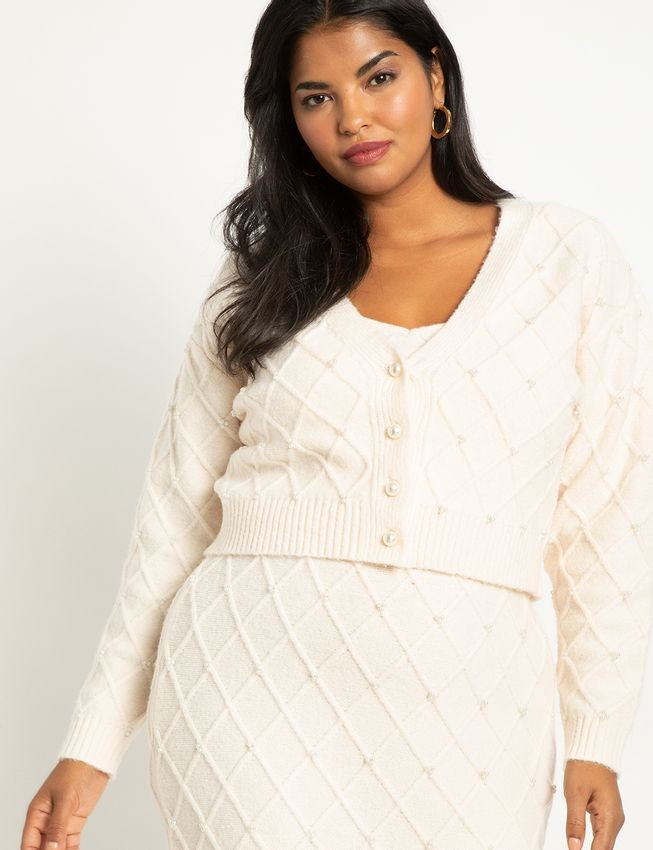 Pearl Detail Cardigan | Eloquii