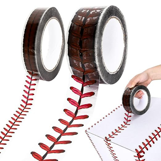 JarThenaAMCS 220 Yards Baseball Stitches Design Packaging Tape 1.0/1.9inch Red Decorative Basebal... | Amazon (US)