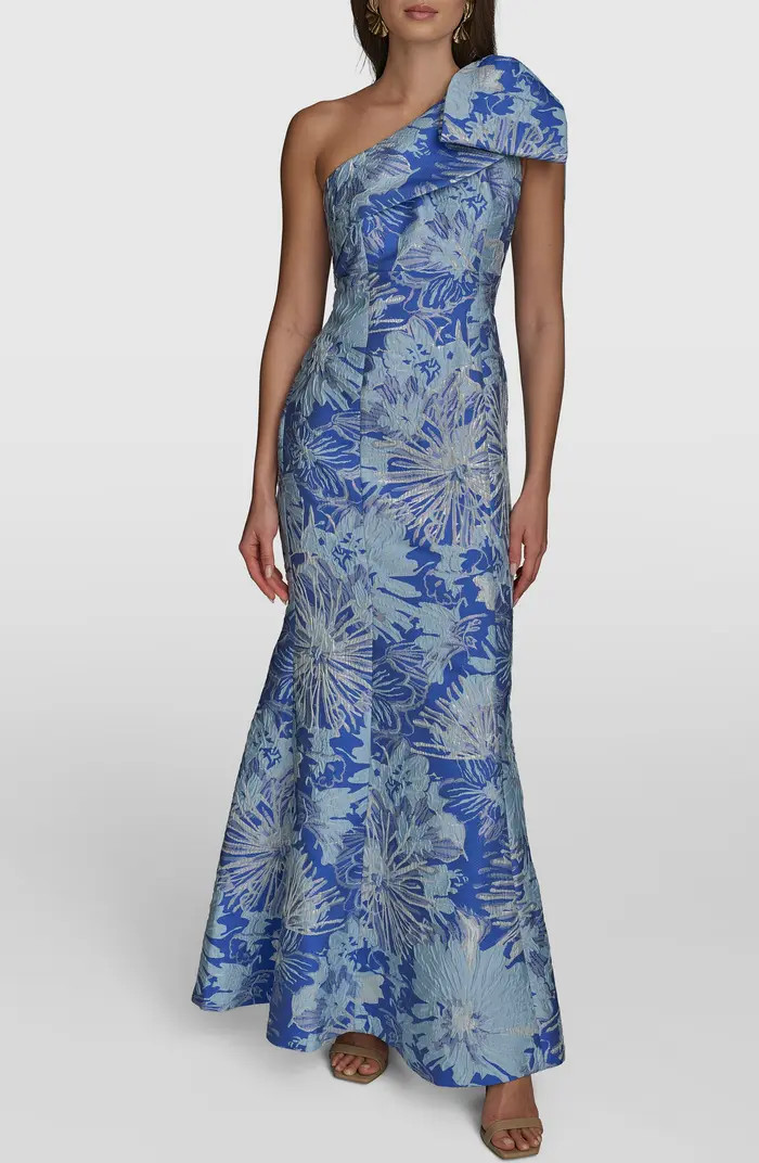 Metallic One-Shoulder Jacquard Mermaid Gown | Nordstrom