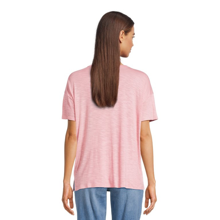 Time and Tru Women's Slub Texture Tee with Short Sleeves, Sizes S-XXXL | Walmart (US)
