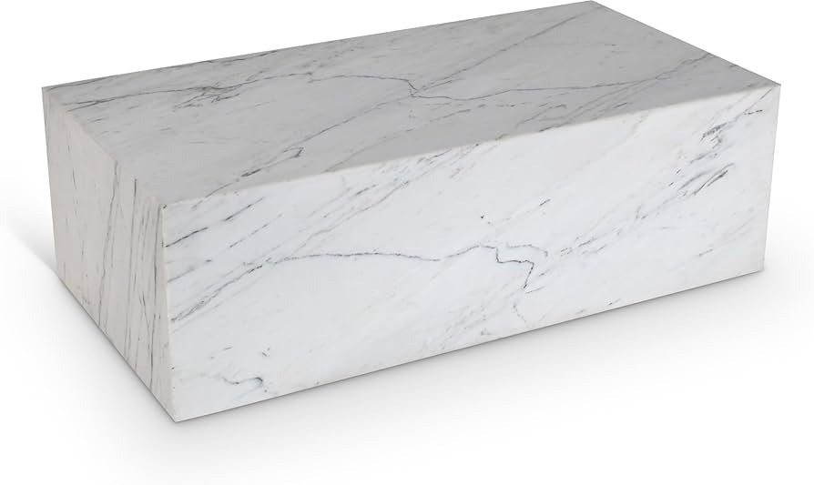 Meridian Furniture 251White-CT Bolzano Collection Art Deco Coffee Table with Handcrafted Genuine ... | Amazon (US)