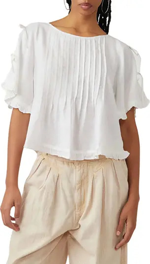 Free People Lillia Pintuck Crop Linen Blend Top | Nordstrom | Nordstrom