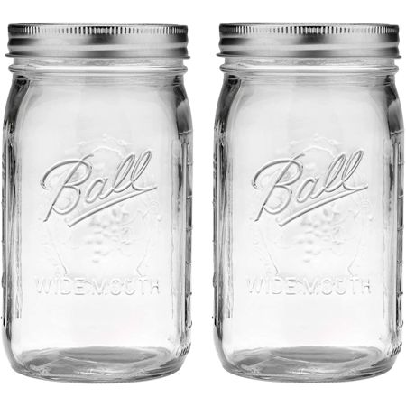 Ball Mason Jar-32 oz. Clear Glass Ball Wide Mouth-Set of 2 | Walmart (US)