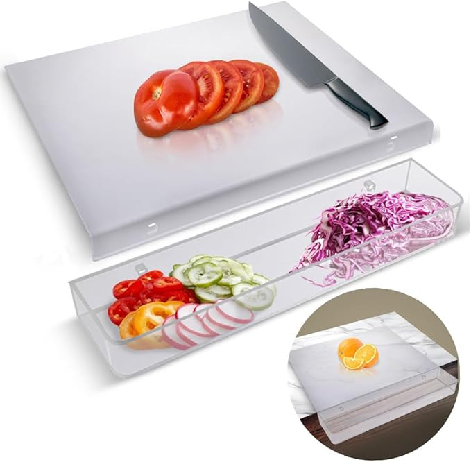 Quail's Nest Acrylic cutting board with counter lip - Clear cutting board for countertop Clear cu... | Amazon (US)