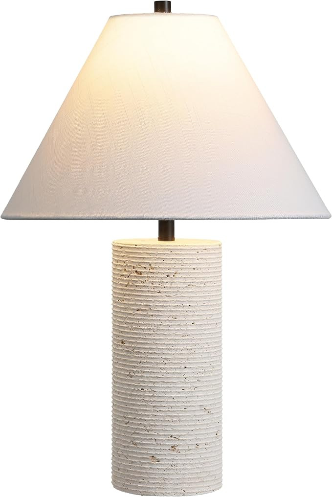 JONATHAN Y Kelsey 22.5" Modern Travertine Column Table Lamp, Beige | Amazon (US)