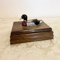 Wooden Bird Box With Two Card Decks Wood Organizer Solid Duck On Top | Etsy (US)