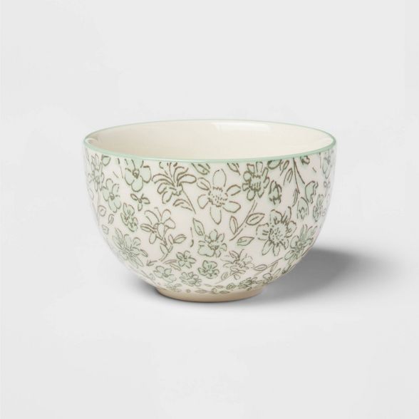 9oz 2pk Stoneware Floral Mini Bowls Green - Threshold™ | Target