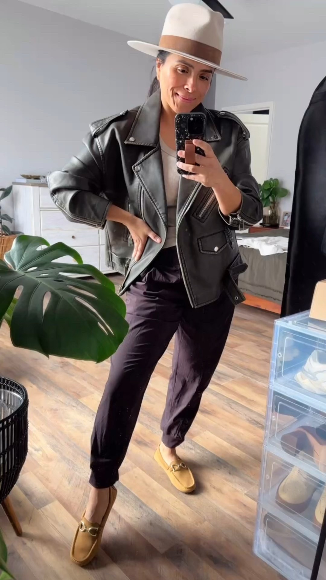 100% leather oversized leather jacket 

Crafted from the finest, 100% top grain leather, this jacket is the epitome of luxury and style. The biker-inspired details, such as the asymmetrical zipper closure and matte silver hardware give it an edgy feel, while the oversized fit adds a modern touch. Whether you're going for a casual look with jeans and a t-shirt or dressing up for a night out, the 100% Leather Oversized Biker Jacket is a statement piece that will elevate any outfit.


Quince 
Leather jacket 
Affordable fashion 
Spring outfit 
Spring fashion 
Midsize style 
Mom outfit 


#LTKMidsize #LTKmomlife #LTKOver40