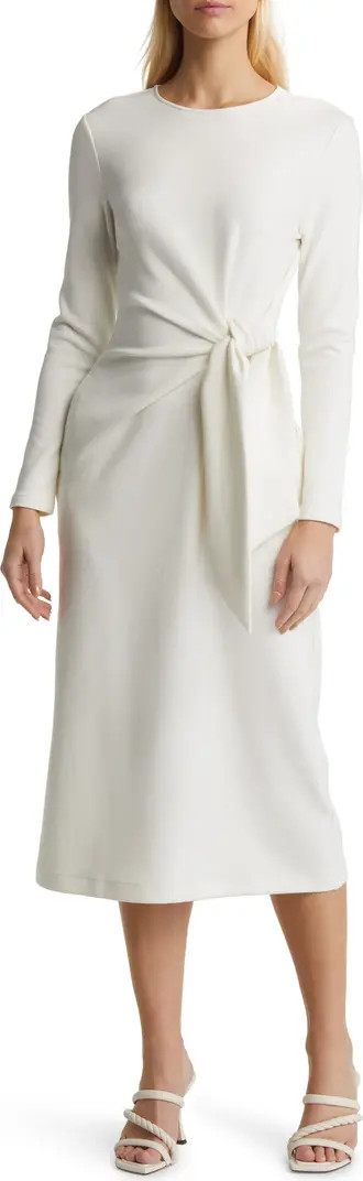 Nordstrom Tie Waist Long Sleeve Knit Midi Dress | Nordstrom | Nordstrom