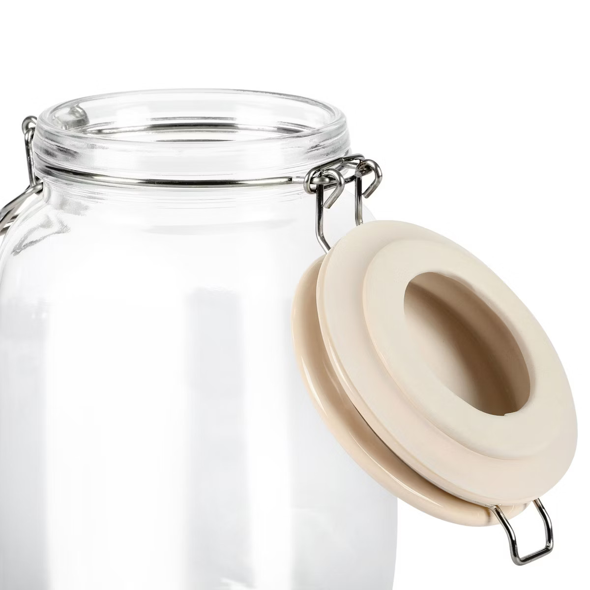 Martha Stewart Rindleton 3 Piece Glass Canister Set with Ceramic Lids in Off-White | Target