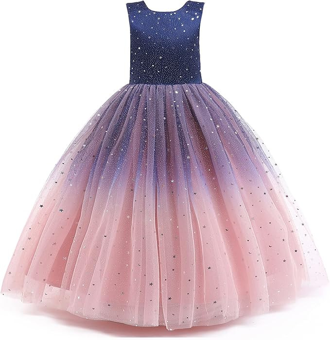 Flower Girls Tulle Dress Bridesmaid Sparkle Wedding Pageant Dresses Princess Birthday Party | Amazon (US)