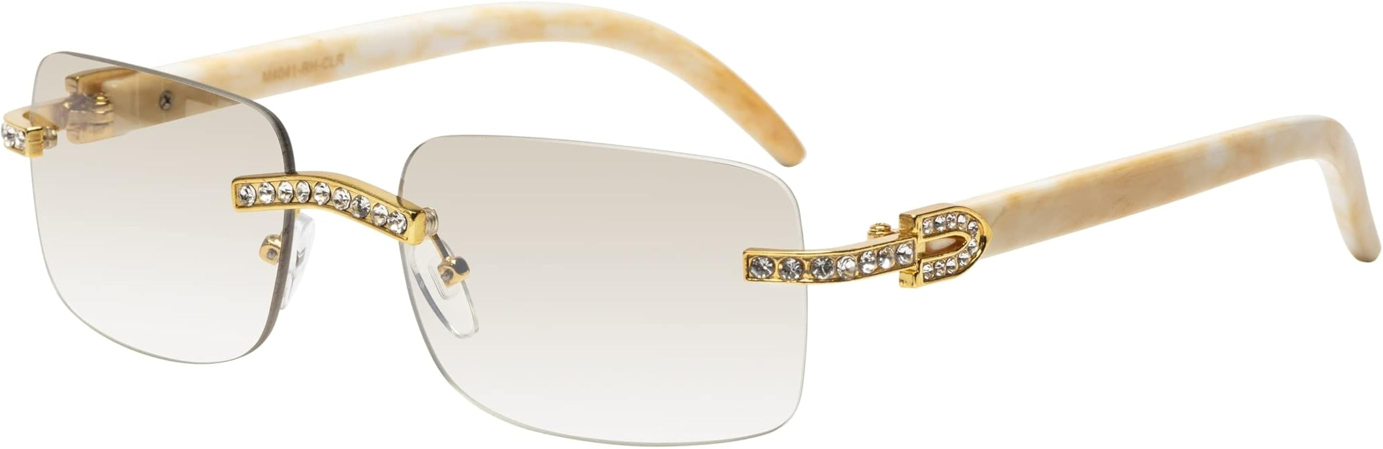 Retro Vintage Style Rimless Clear Lens Sunglasses for Women & Men Luxury Glasses Fashion Crystal ... | Amazon (US)