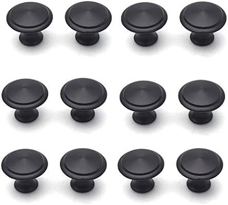 Antrader Flat Black Cabinet Hardware Round Knob with Mounting Screws , 1-Inch Diameter, 12 Pack | Amazon (US)
