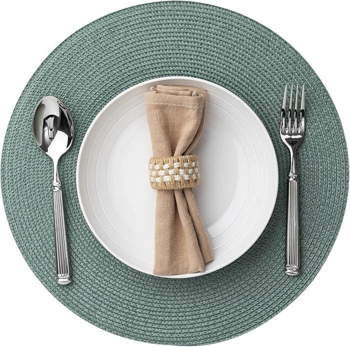 Round Placemats Set of 6 Plastic Woven Placemats Washable Wipeable Table Mats for Dining Table He... | Amazon (US)
