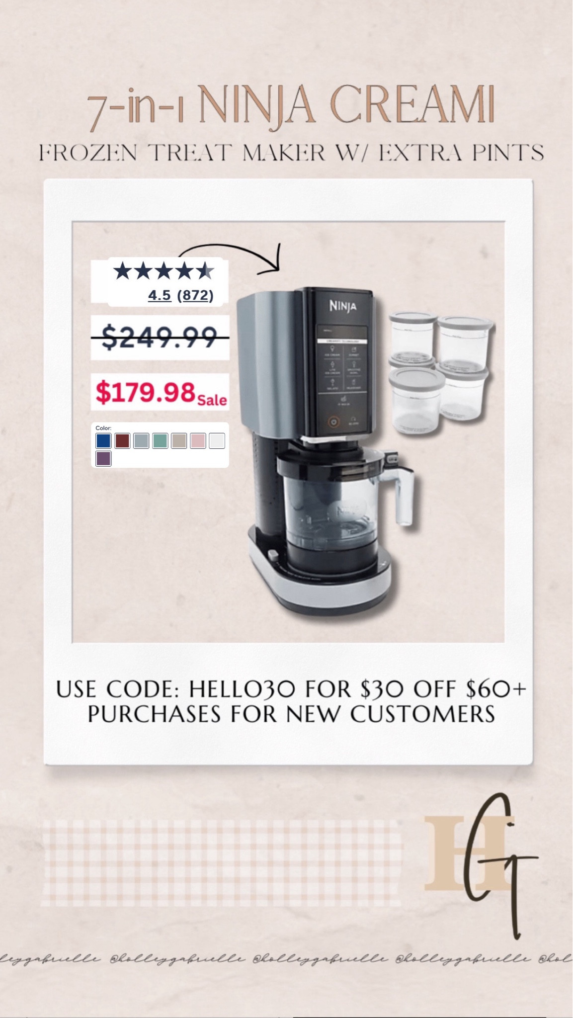 One of my fave Ninja products is on sale this weekend at @qvc !🤍✨🍦🤩 The 7-in-1 frozen treat maker with extra pints! so many possibilities w/ the creami!!! +….👇🏼

Use code: HELLO30 for $30 off $60+ purchases for new customers!

@ninjakitchen #ad #LoveQVC qvc / home finds / sale / sale alert / ice cream machine / puree machine / home finds / Holley Gabrielle 

#LTKHome #LTKFamily #LTKSaleAlert