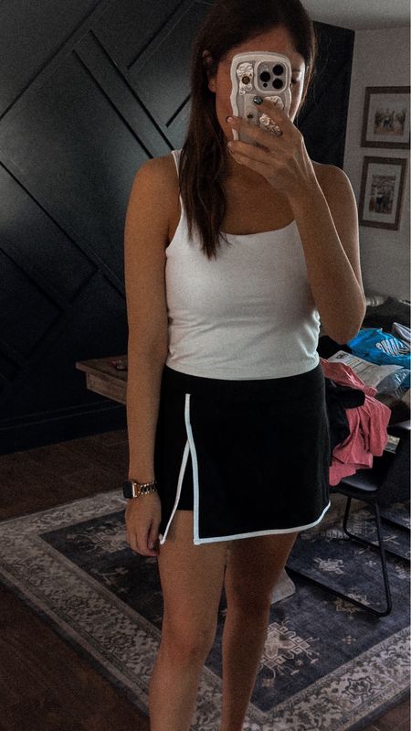 Black and white skirt with built in shorts 