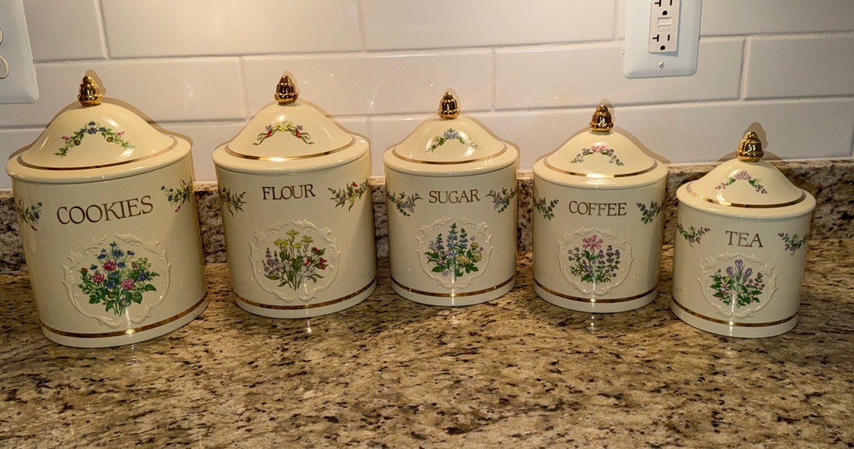 VTG 1994 Lenox Spice Garden Porcelain Canister Set Coffee Tea Cookie Sugar Flour | eBay | eBay US