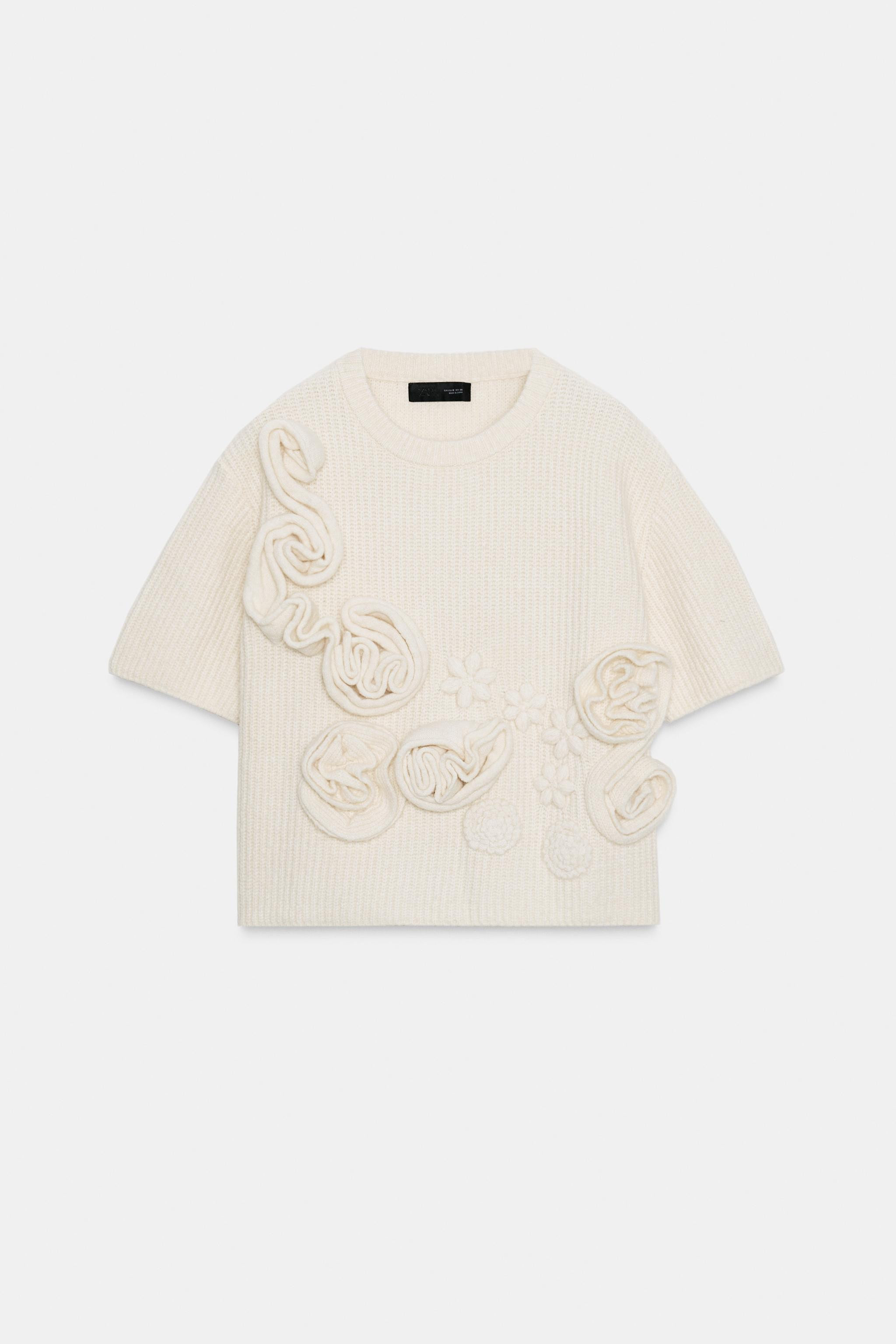 FLORAL TEXTURED KNIT JUMPER | Zara Canada