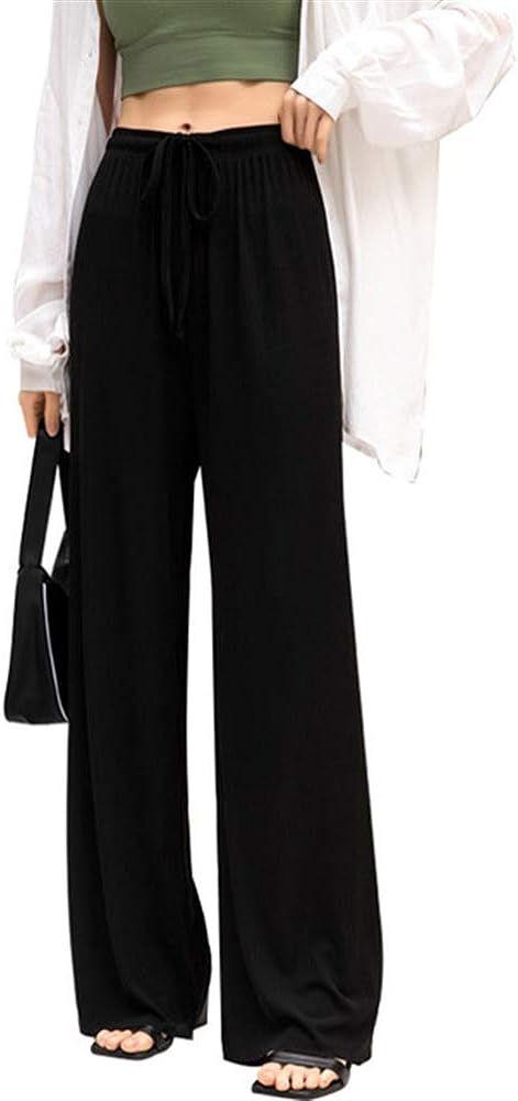 Icegrey Women High Waist Wide Leg Casual Palazzo Pants Trousers Plus Sizes | Amazon (US)