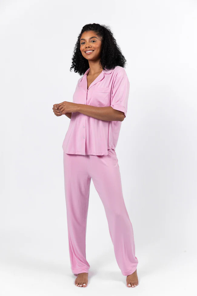 Good To Get Away Pink Bamboo Pajama Set FINAL SALE | Pink Lily