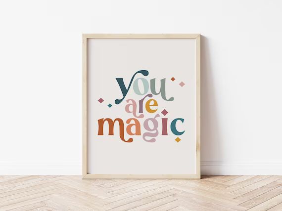 You are magic Printable Art, Boho Retro Kid Room Art, Modern Playroom nursery art, rainbow earth ... | Etsy (US)