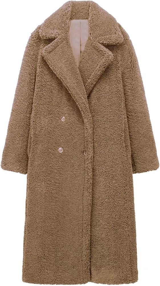 Long Sherpa Fuzzy Fleece Coats for Women Winter Oversized Casual Teddy Coat Faux Fur Warm Winter ... | Amazon (US)