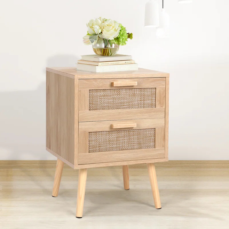 Spurlin Rattan Nightstand With 2 Storage Drawers | Wayfair North America