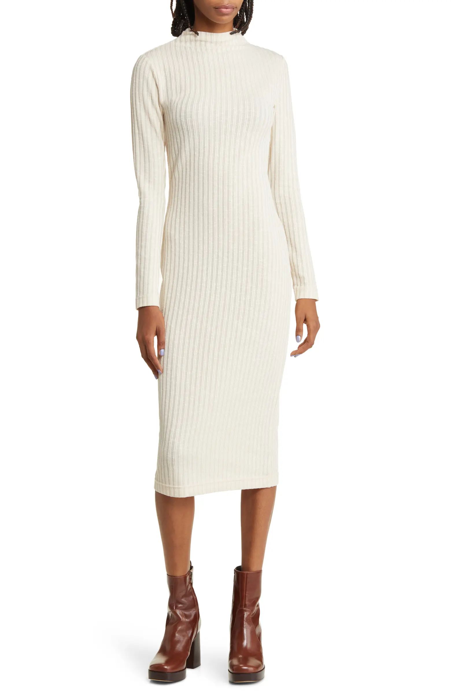 Maya Long Sleeve Midi Rib Sweater Dress | Nordstrom