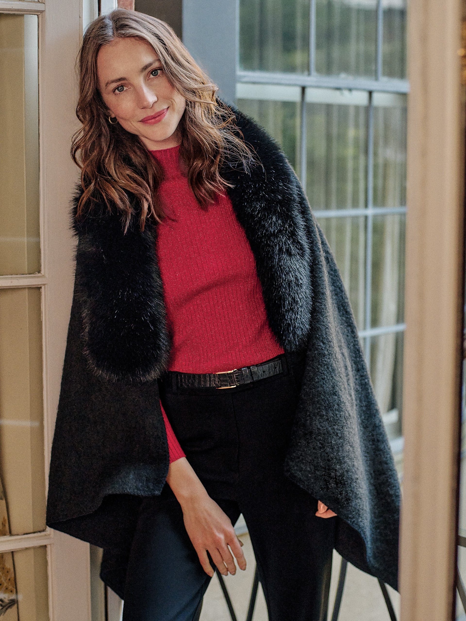 Bianca Cape with Faux Fur Collar | J.McLaughlin