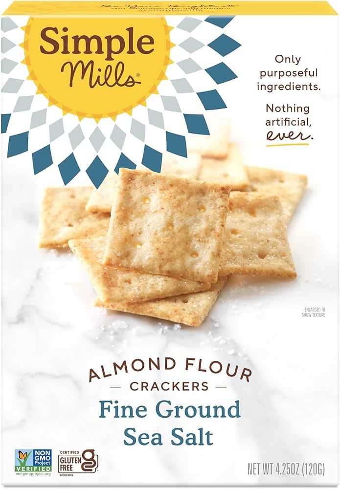 Simple Mills Almond Flour Crackers, Fine Ground Sea Salt - Gluten Free, Vegan, Healthy Snacks, 4.... | Amazon (US)