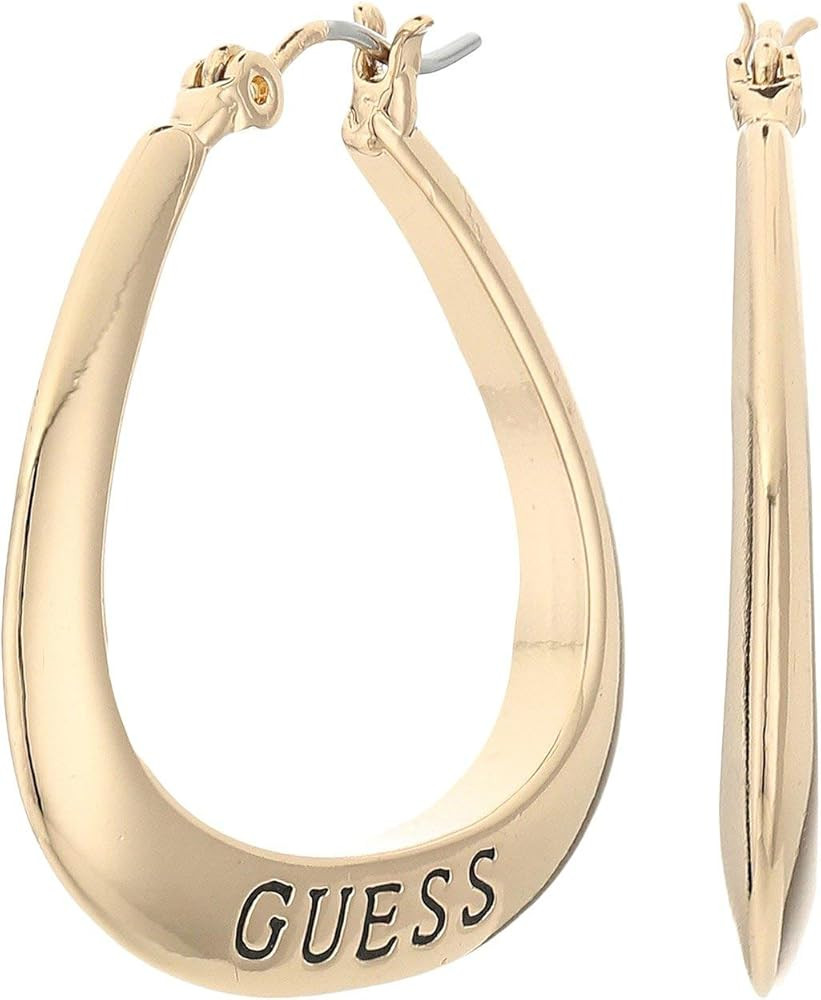 GUESS Basic Small Oval Logo Hoop Earrings | Amazon (US)
